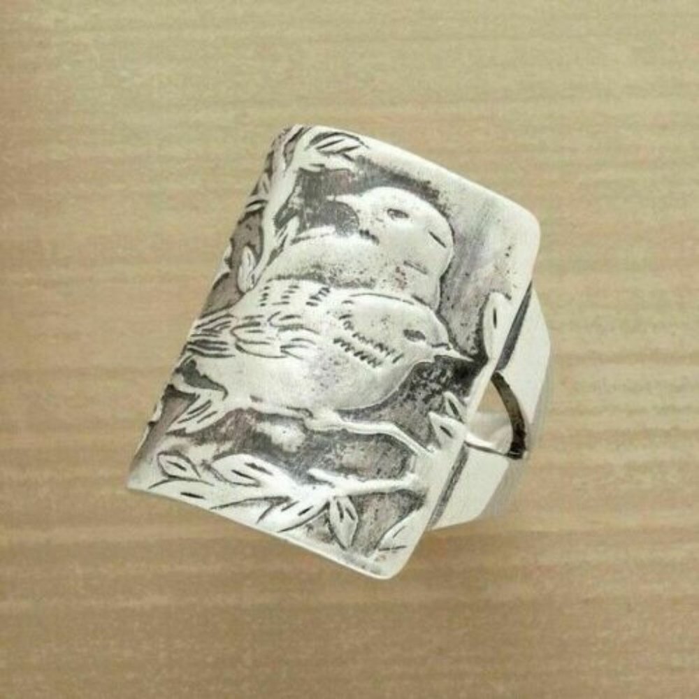 Ring ~ Birds On Branch  ~ .925 Sterling Silver ~ Solid